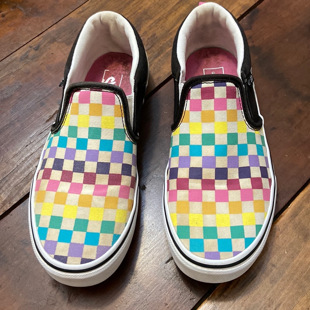 Vans Missy Checkered Well Loved Slip On Shoes -As Is -Lots of wear Left! Size 5